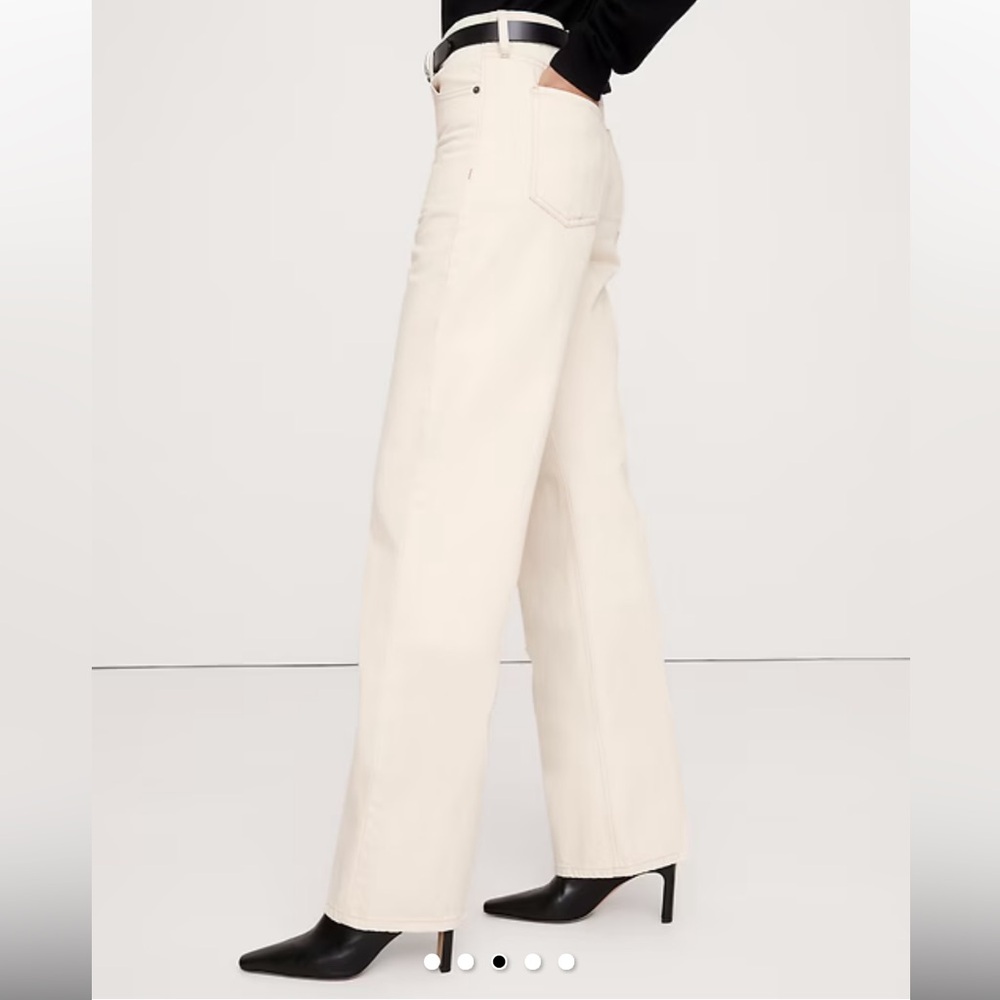 Banana Republic High Rise Rigid Wide Leg jeans ecru /cream color Size 26 Petite